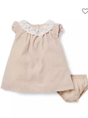 Janie & Jack The Festive Velvet Baby Dress in Light Coffee color